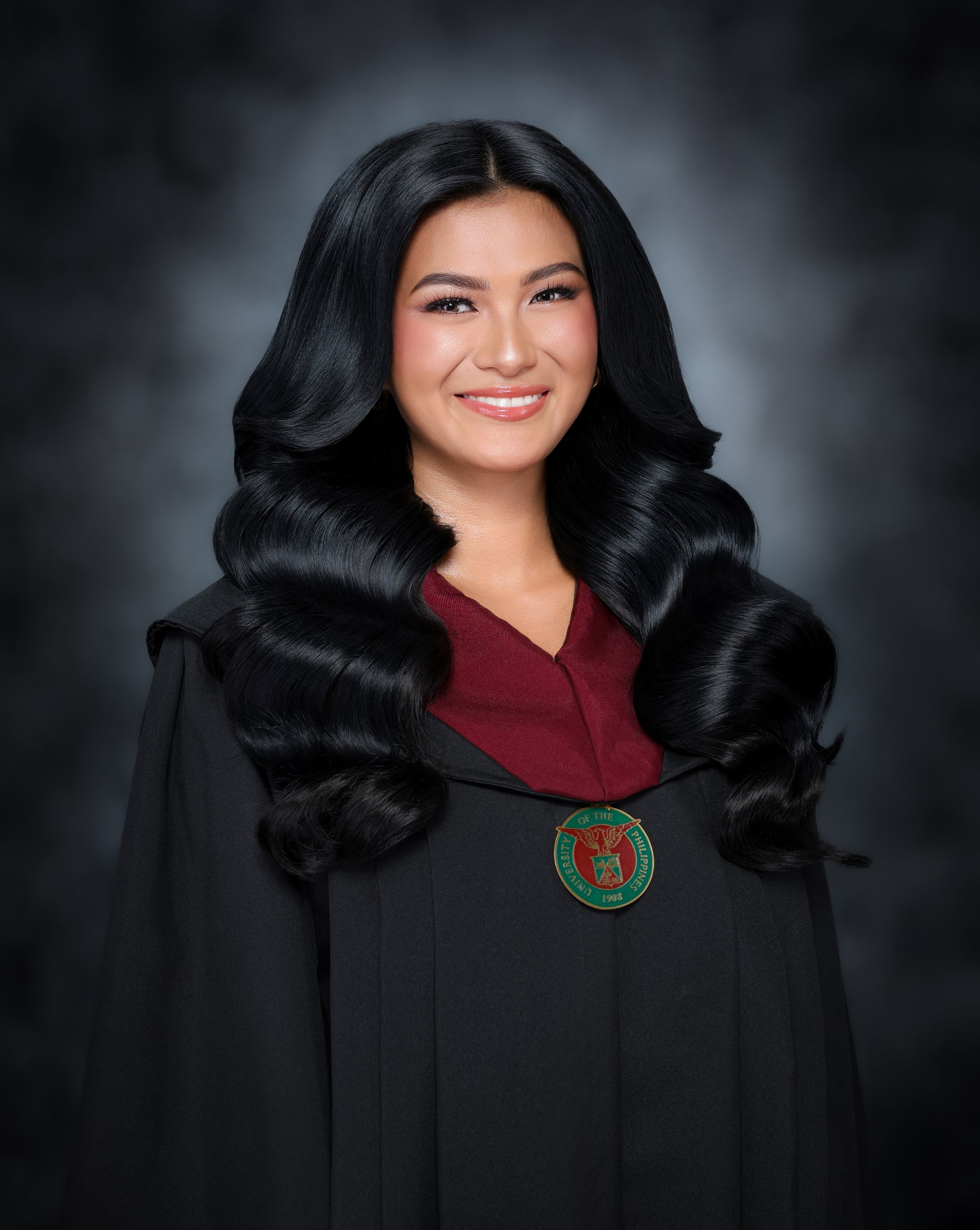 Graduation portrait in toga
